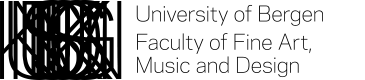 Black overlap letters, logo of the Universitetet I Bergen - Fakultet for kunst, musikk og design
